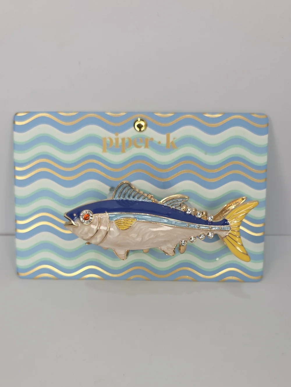 🐟▪️Piper K ▪️ Blue, Yellow & Pearl Fish Hair Metal Claw Clip